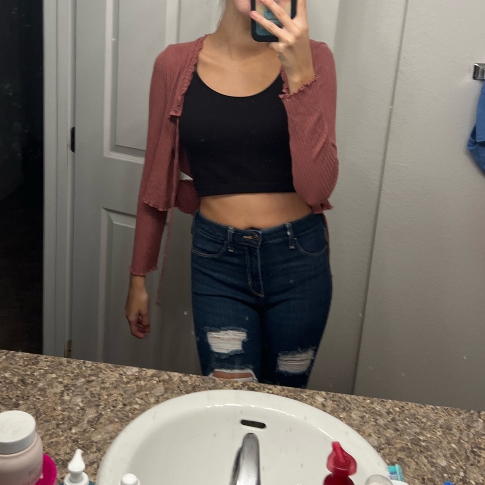 Cropped mini cardigan with tie
